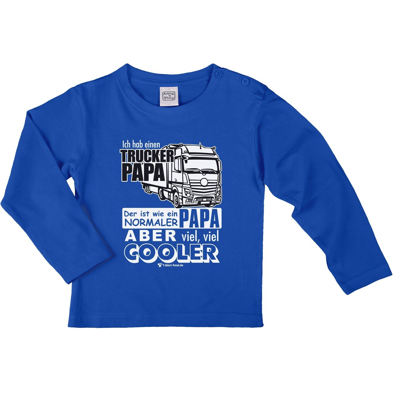 Trucker Papa Kinder Langarm Shirt royal 134 / 140