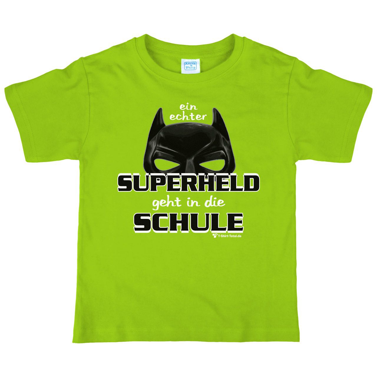 Superheld Schule Kinder T-Shirt hellgrün 122 / 128