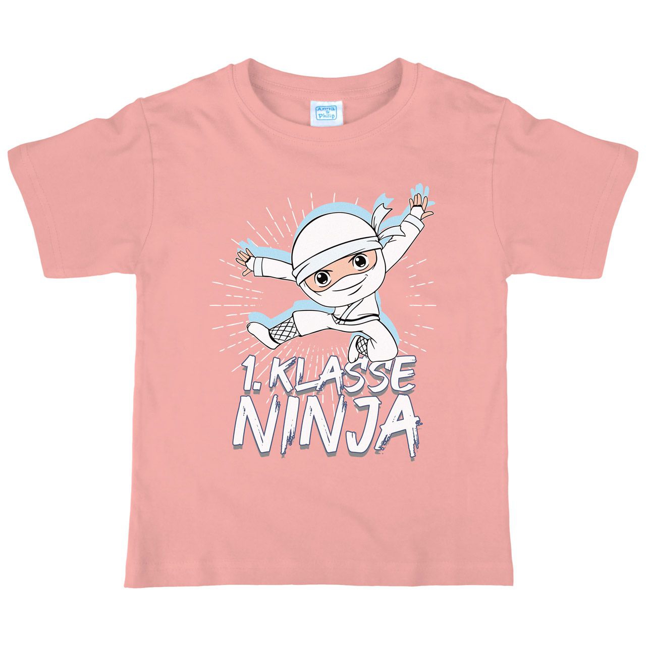 1. Klasse Ninja weiß Kinder T-Shirt rosa 134 / 140