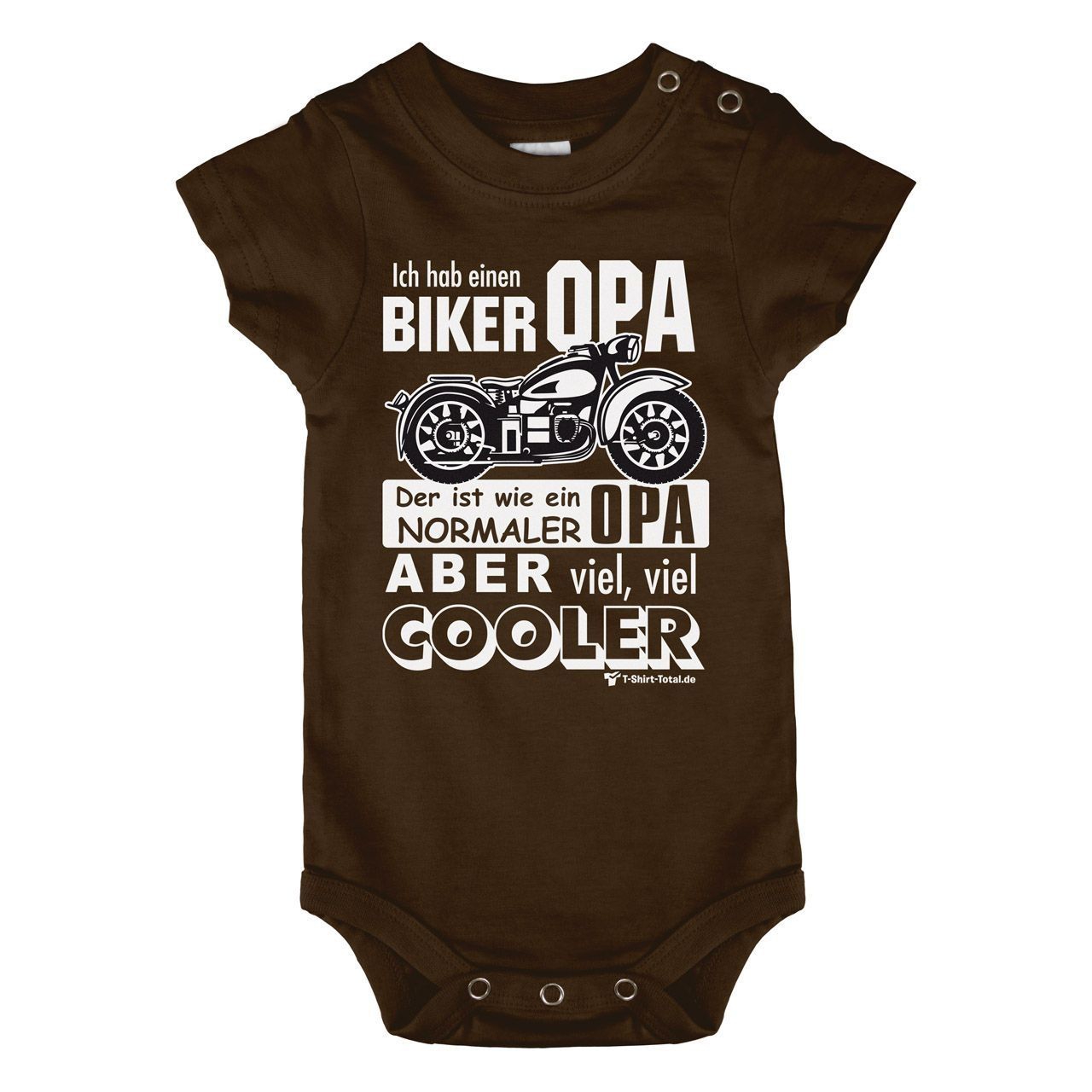 Biker Opa Baby Body Kurzarm braun 56 / 62
