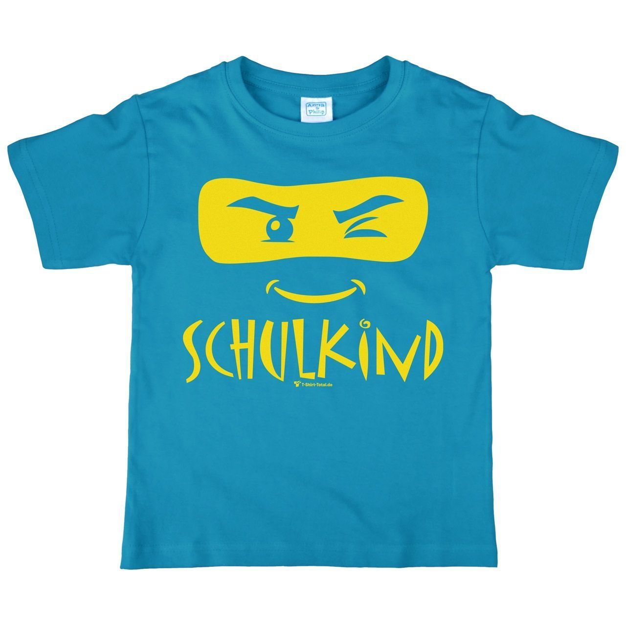 Schulkind Maske Kinder T-Shirt türkis 122 / 128