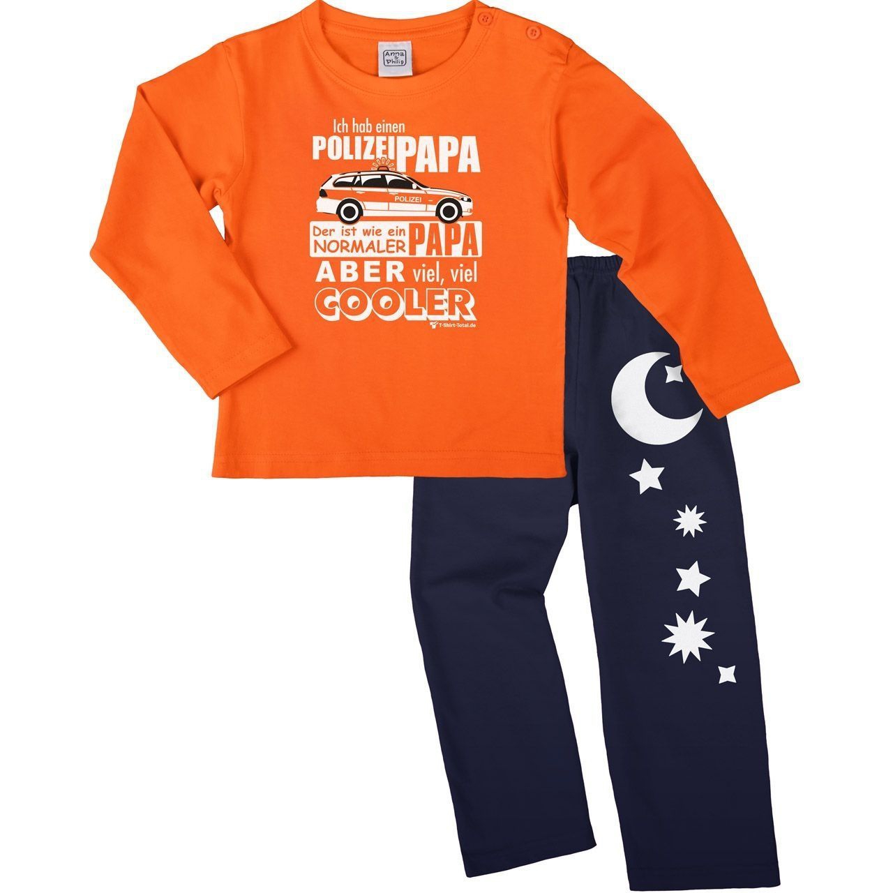 Polizei Papa Pyjama Set orange / navy 110 / 116