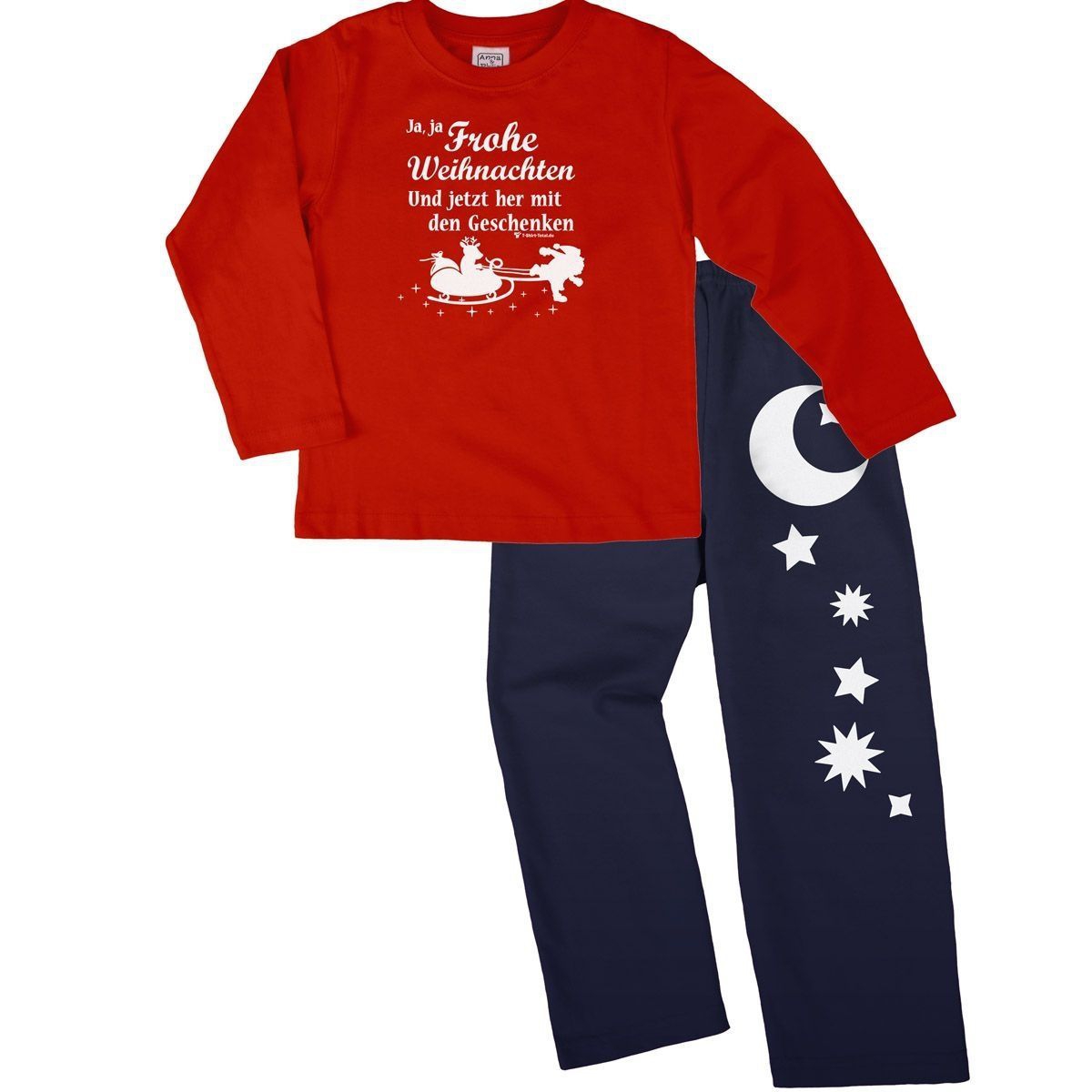 Ja ja Frohe Weihnachten Pyjama Set rot / navy 92