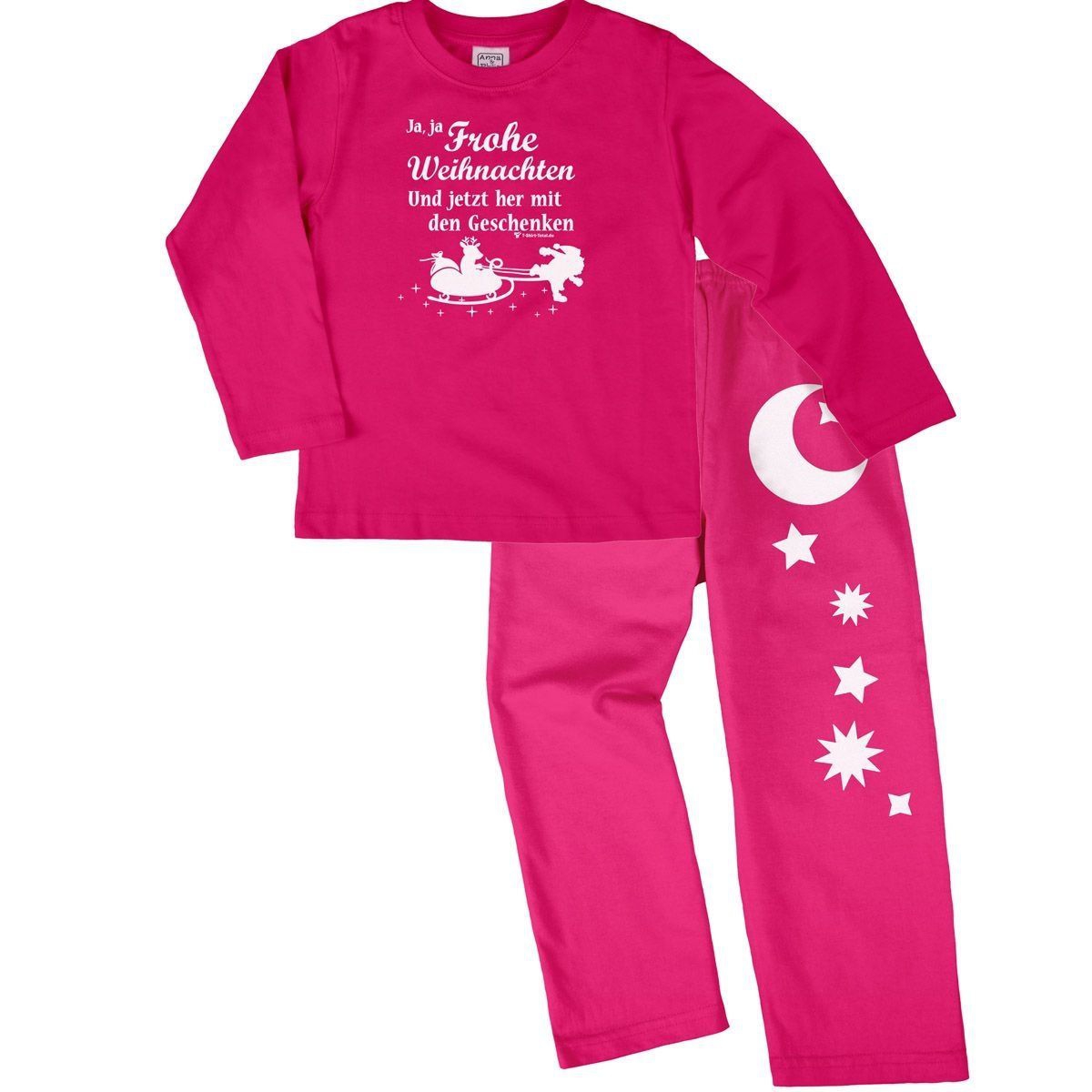 Ja ja Frohe Weihnachten Pyjama Set pink / pink 92