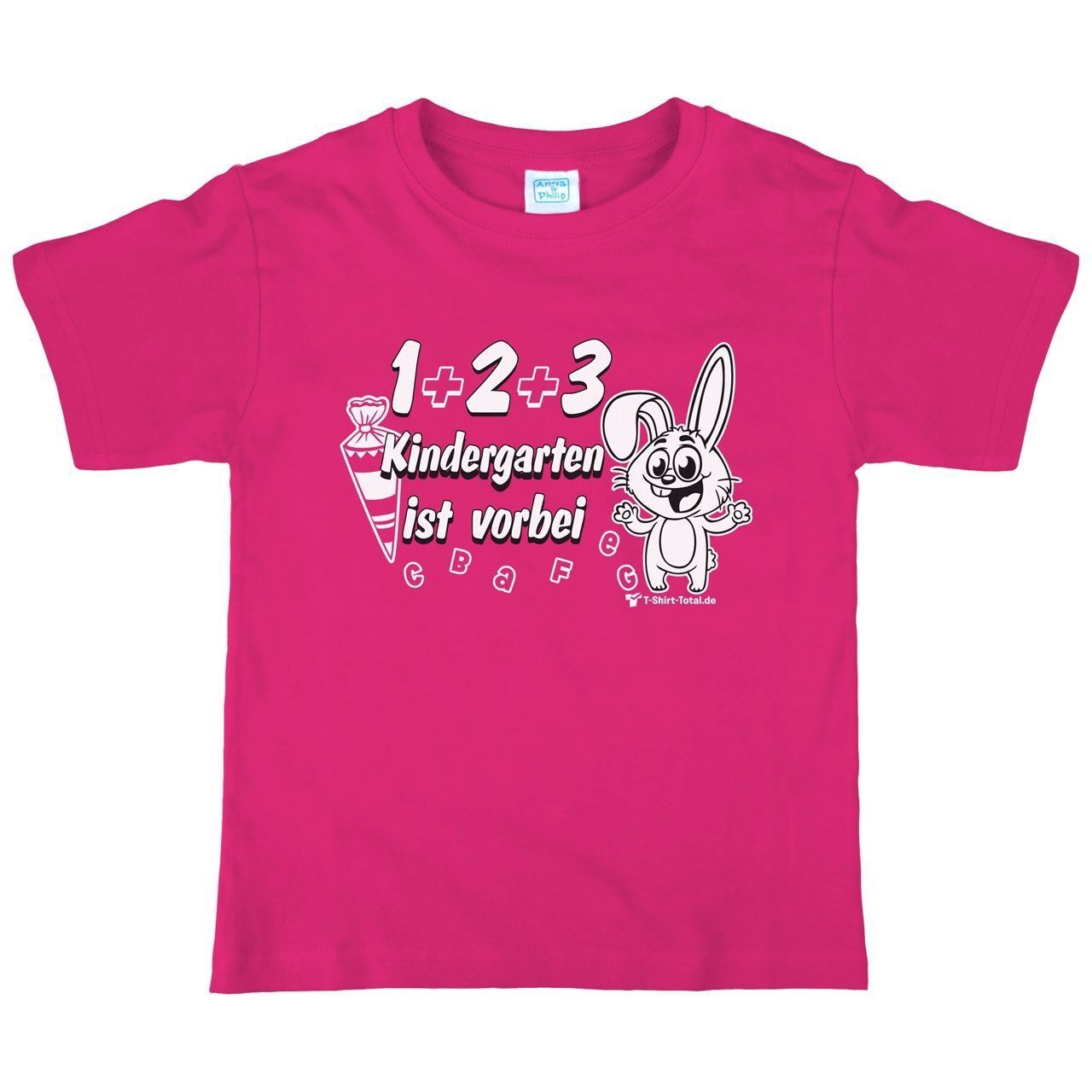 1 2 3 Kindergarten vorbei Kinder T-Shirt pink 122 / 128