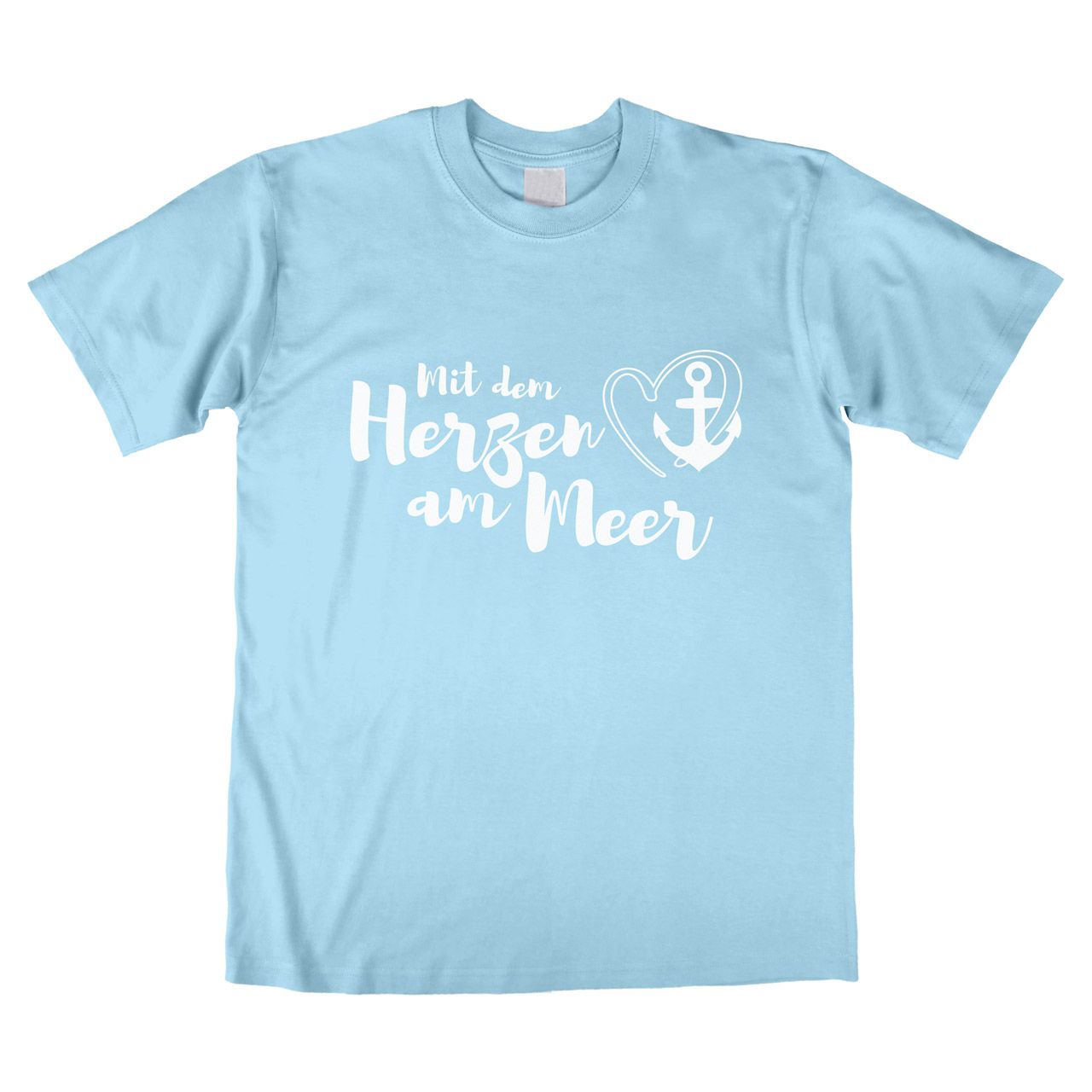 Mit dem Herzen am Meer Unisex T-Shirt hellblau Medium
