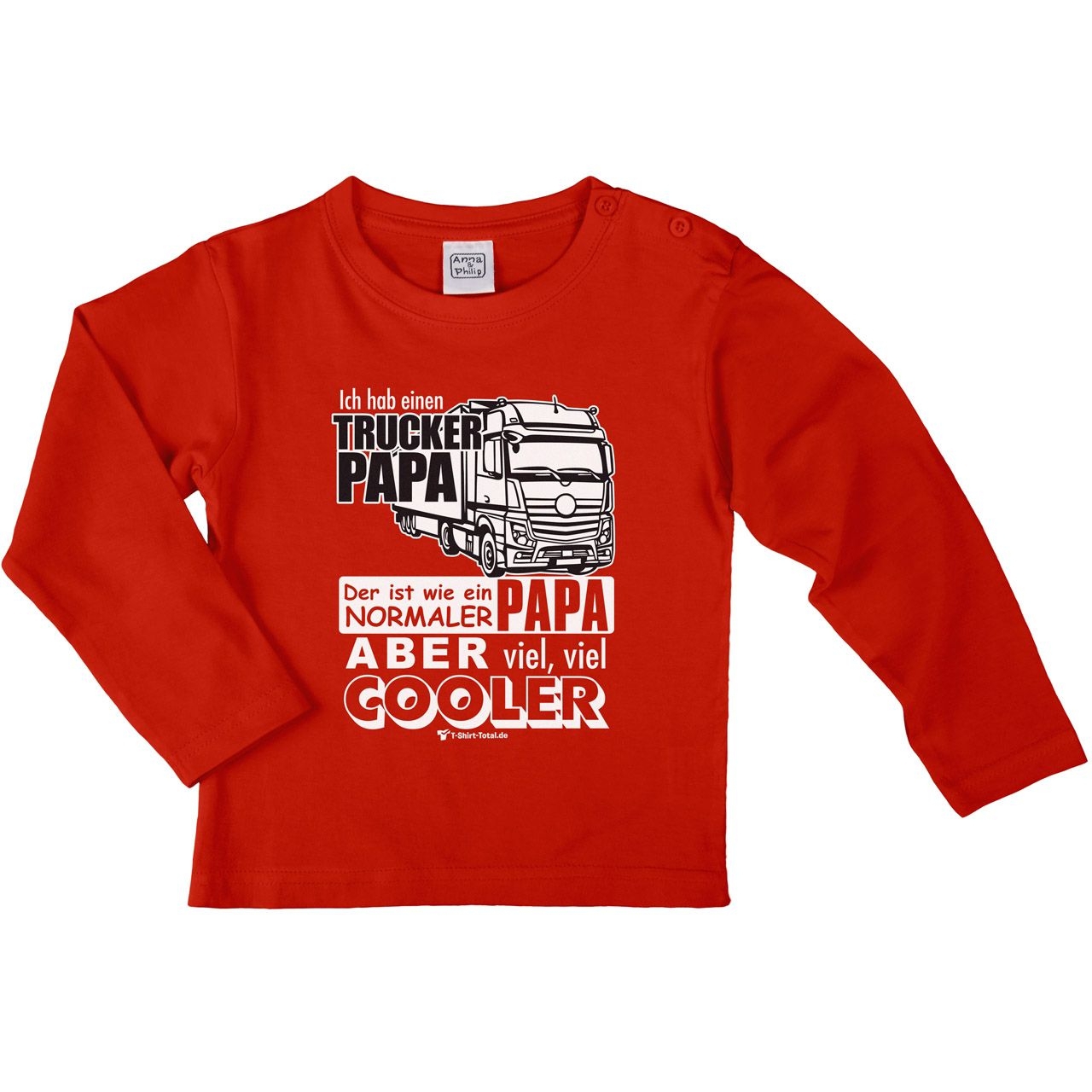 Trucker Papa Kinder Langarm Shirt rot 134 / 140