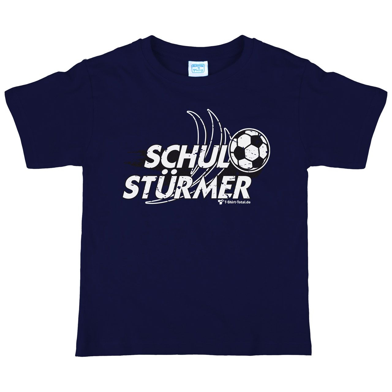 Schulstürmer Kinder T-Shirt mit Namen navy 122 / 128