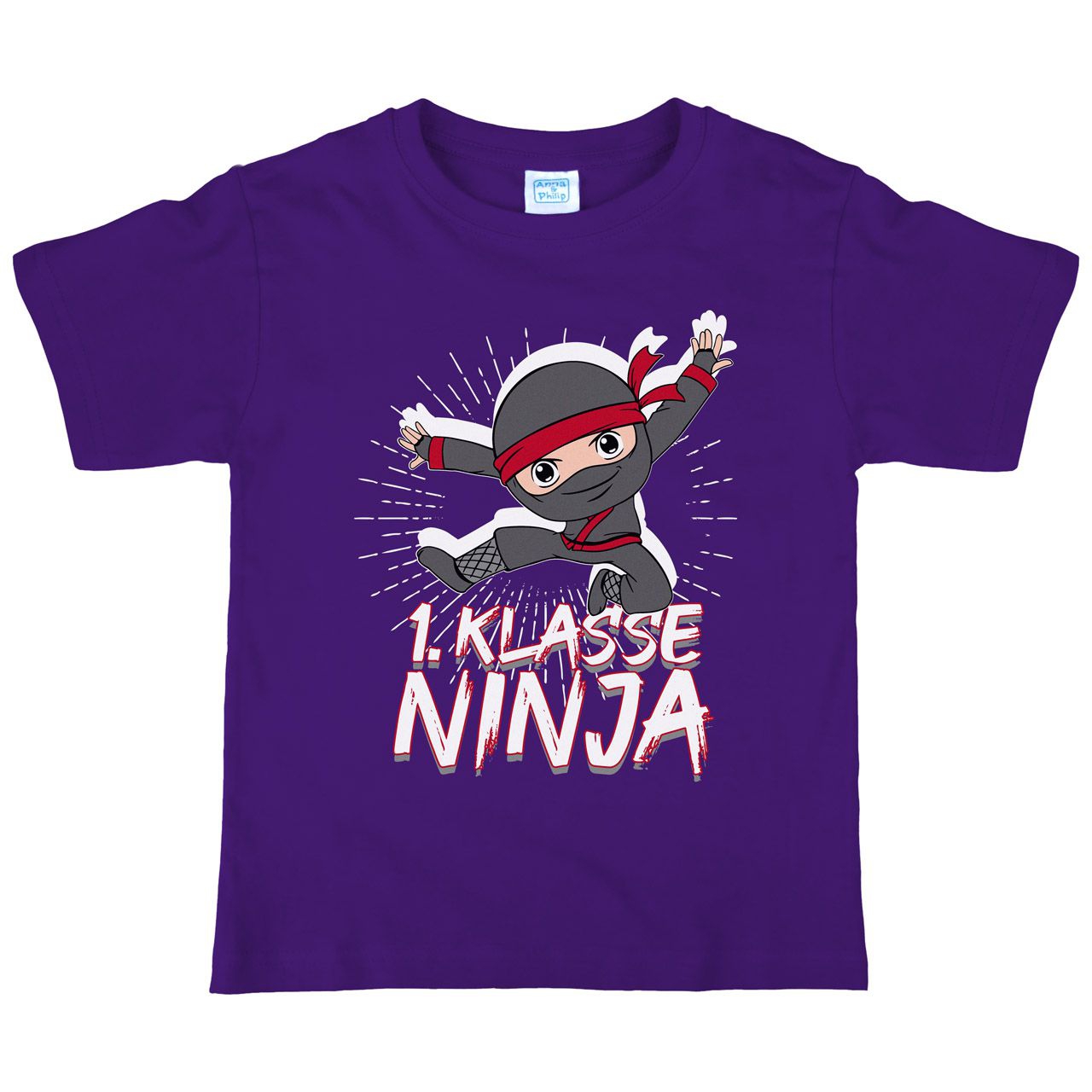 1. Klasse Ninja schwarz Kinder T-Shirt lila 122 / 128
