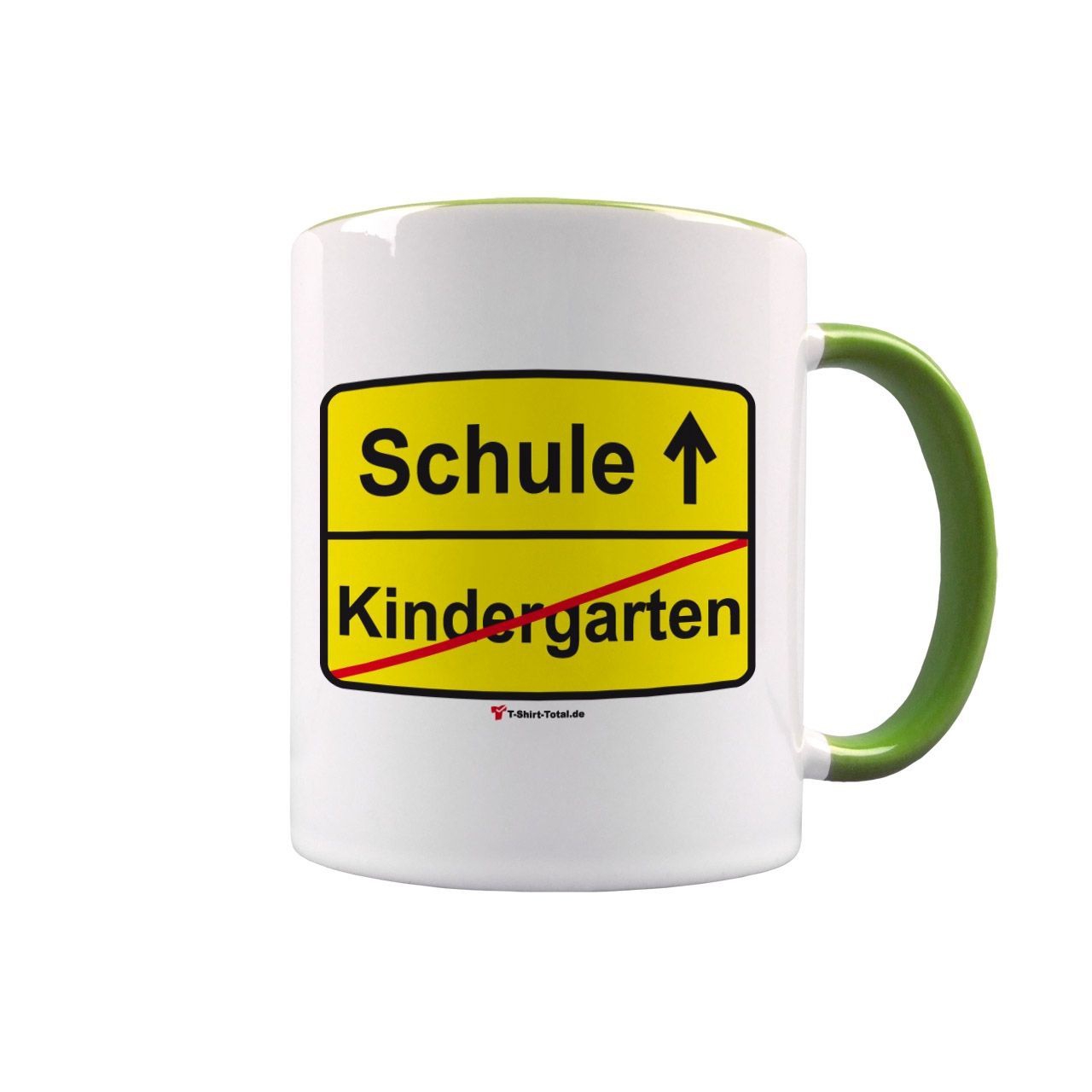 Kindergarten Schule Tasse hellgrün / weiß