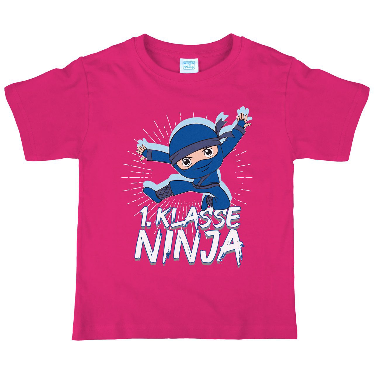 1. Klasse Ninja blau Kinder T-Shirt pink 122 / 128