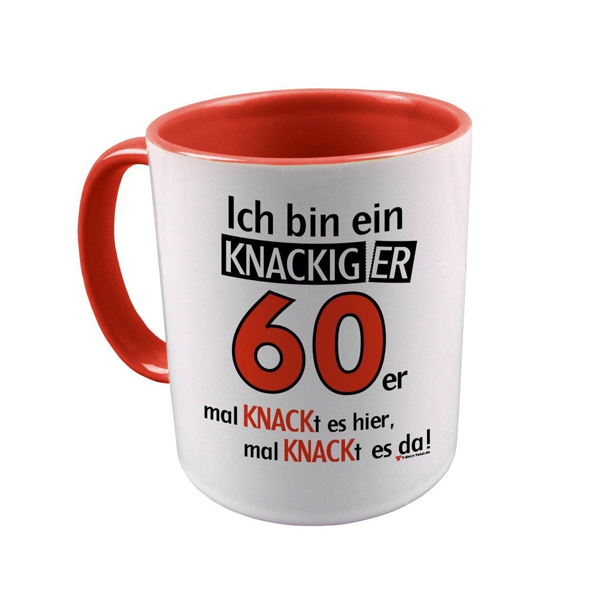 Knackiger 60er Tasse rot / weiß