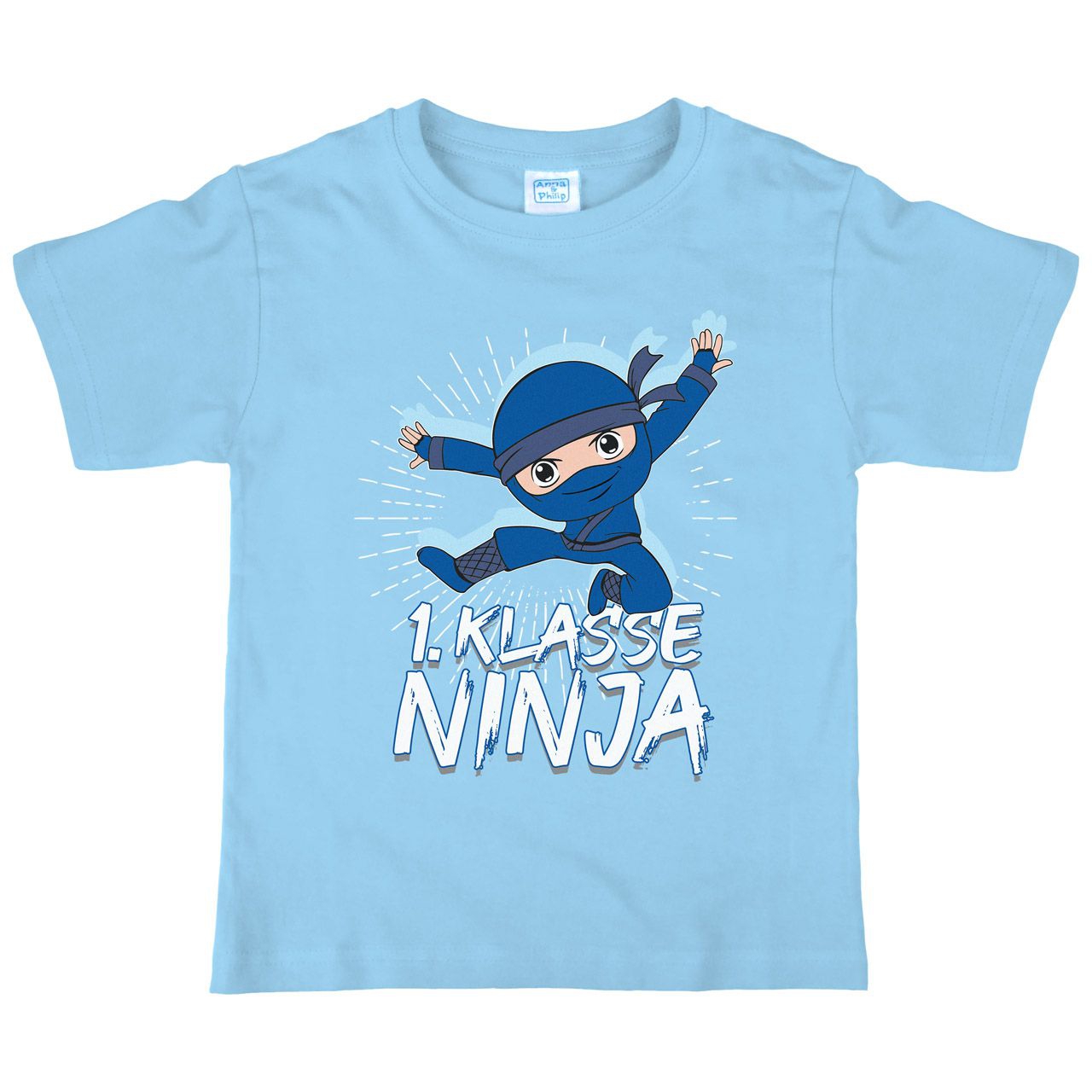 1. Klasse Ninja blau Kinder T-Shirt hellblau 122 / 128