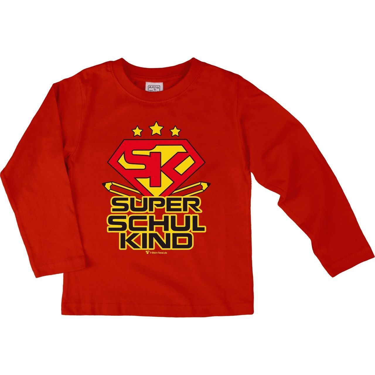 Super Schulkind Kinder Langarm Shirt rot 134 / 140