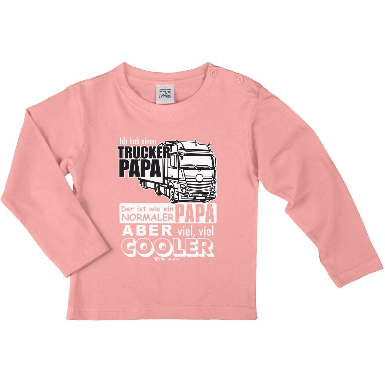 Trucker Papa Kinder Langarm Shirt rosa 134 / 140