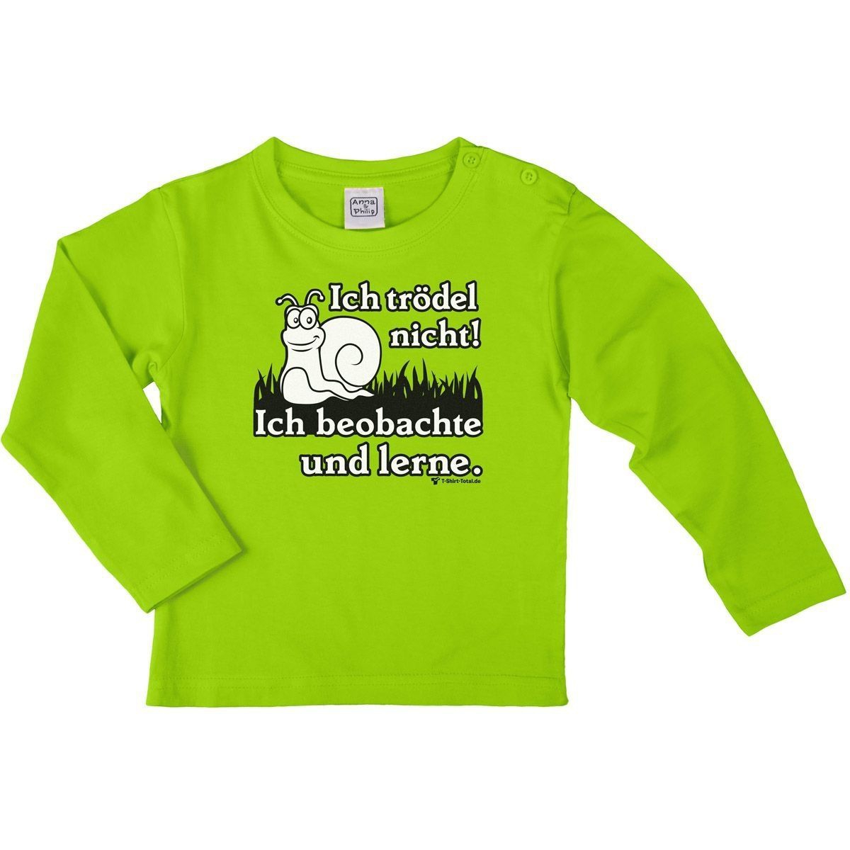 Trödel nicht Kinder Langarm Shirt hellgrün 56 / 62
