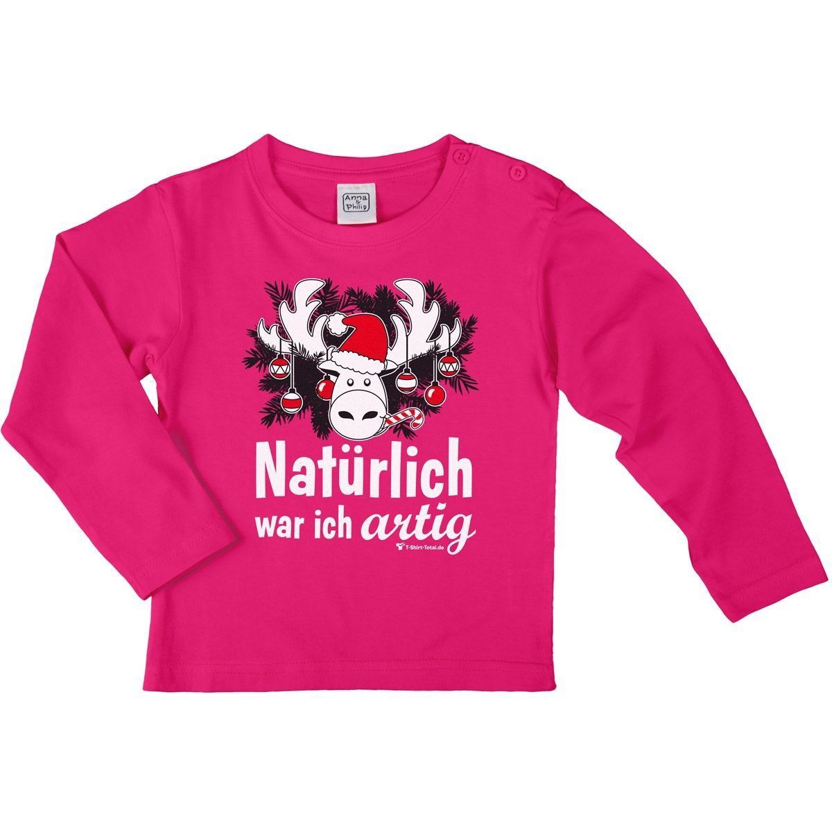 Natürlich artig Kinder Langarm Shirt pink 110 / 116