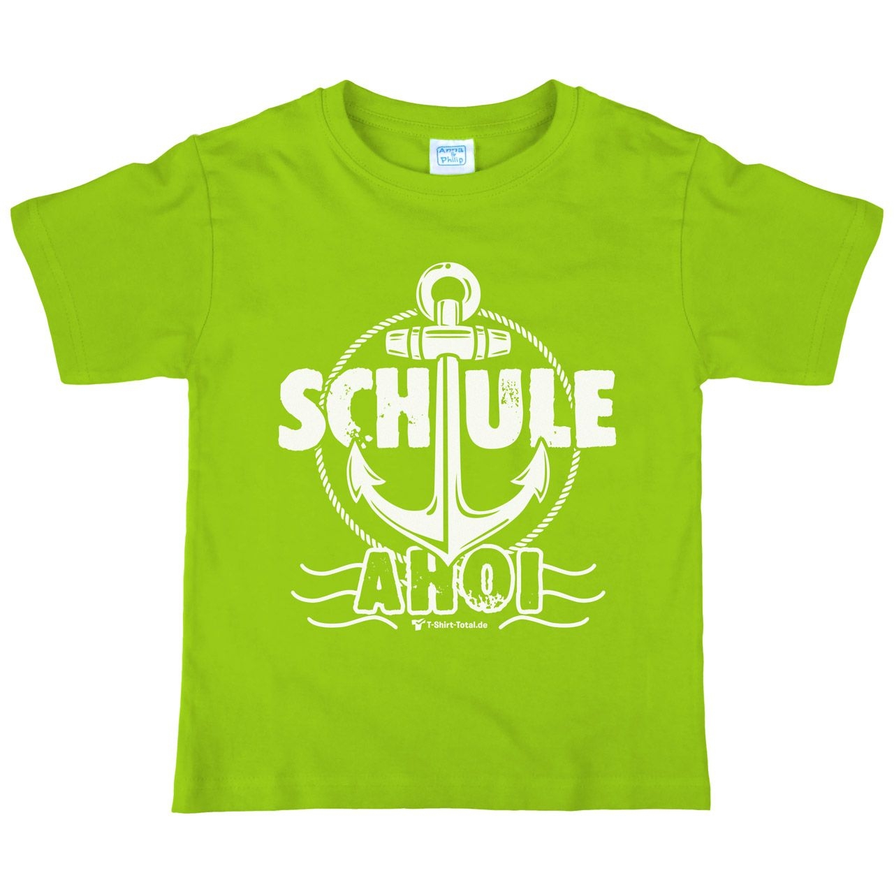 Schule Ahoi Kinder T-Shirt mit Namen hellgrün 122 / 128