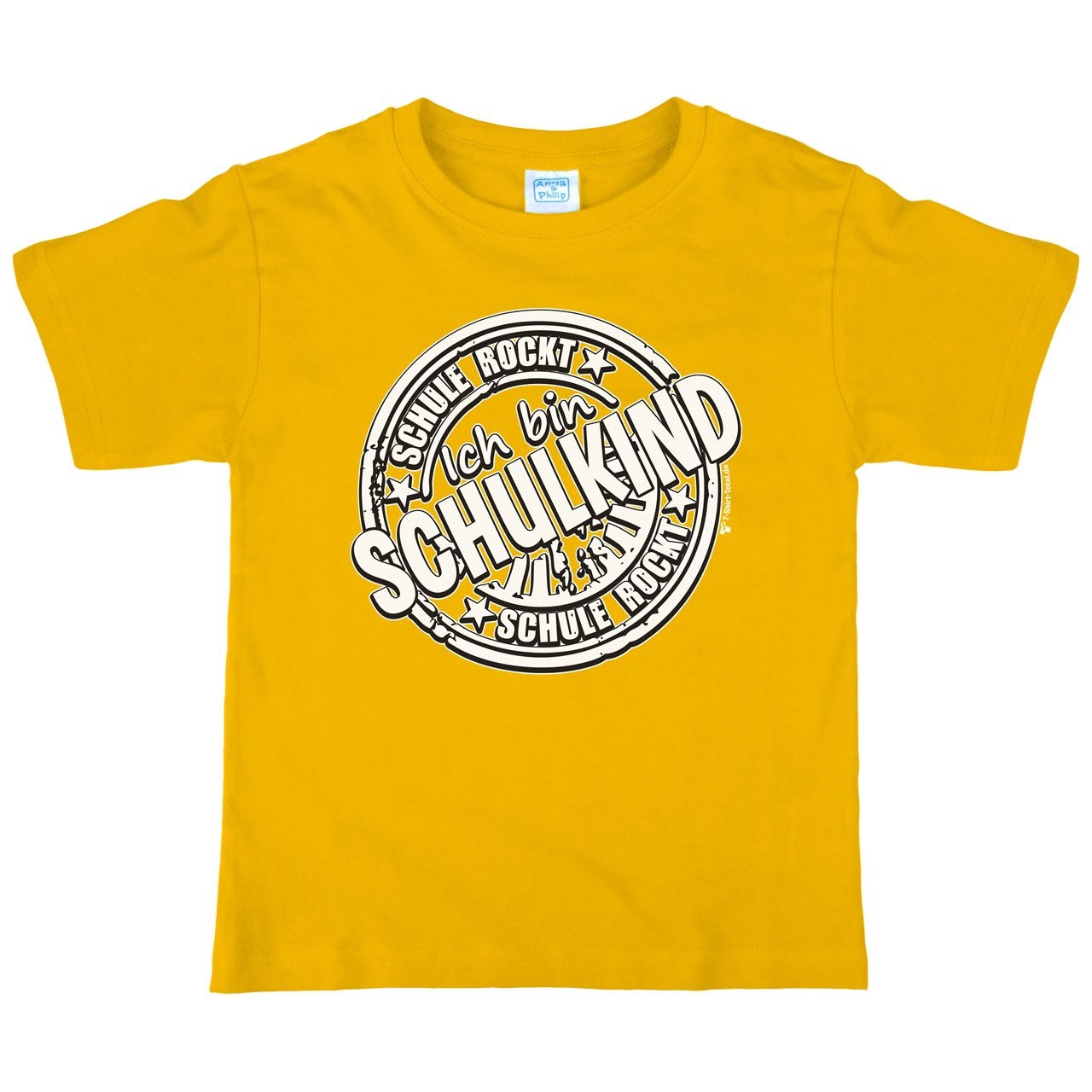 Schule rockt Kinder T-Shirt mit Namen gelb 122 / 128