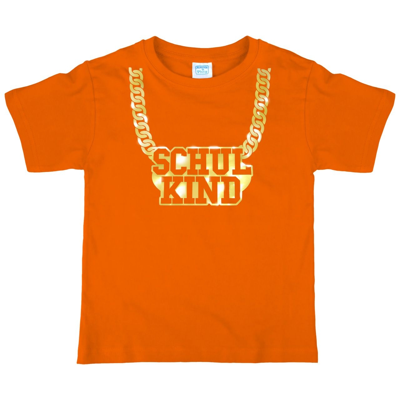 Schulkind Goldkette Kinder T-Shirt orange 146 / 152