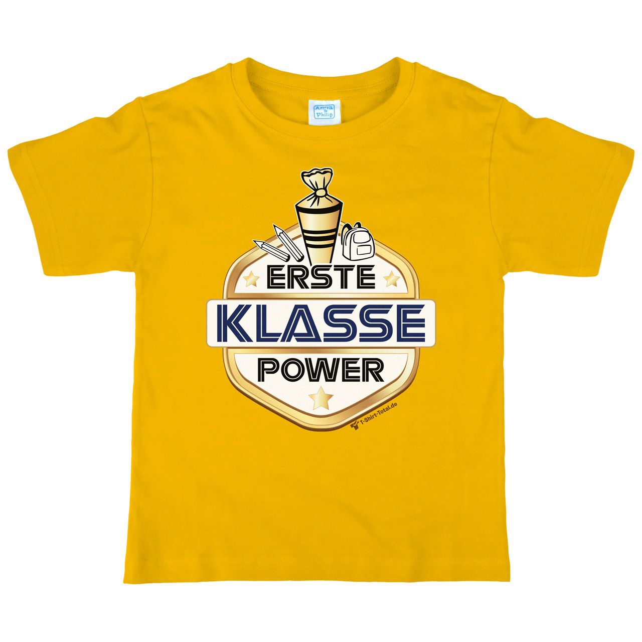 Erste Klasse Power Kinder T-Shirt gelb 122 / 128