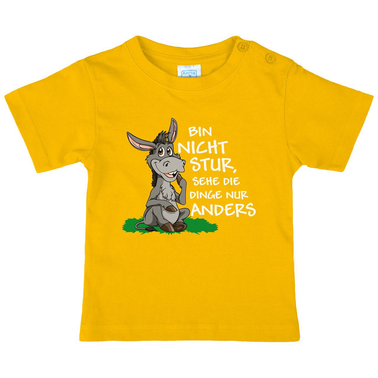 Nicht stur Esel sitzend Kinder T-Shirt gelb 122 / 128