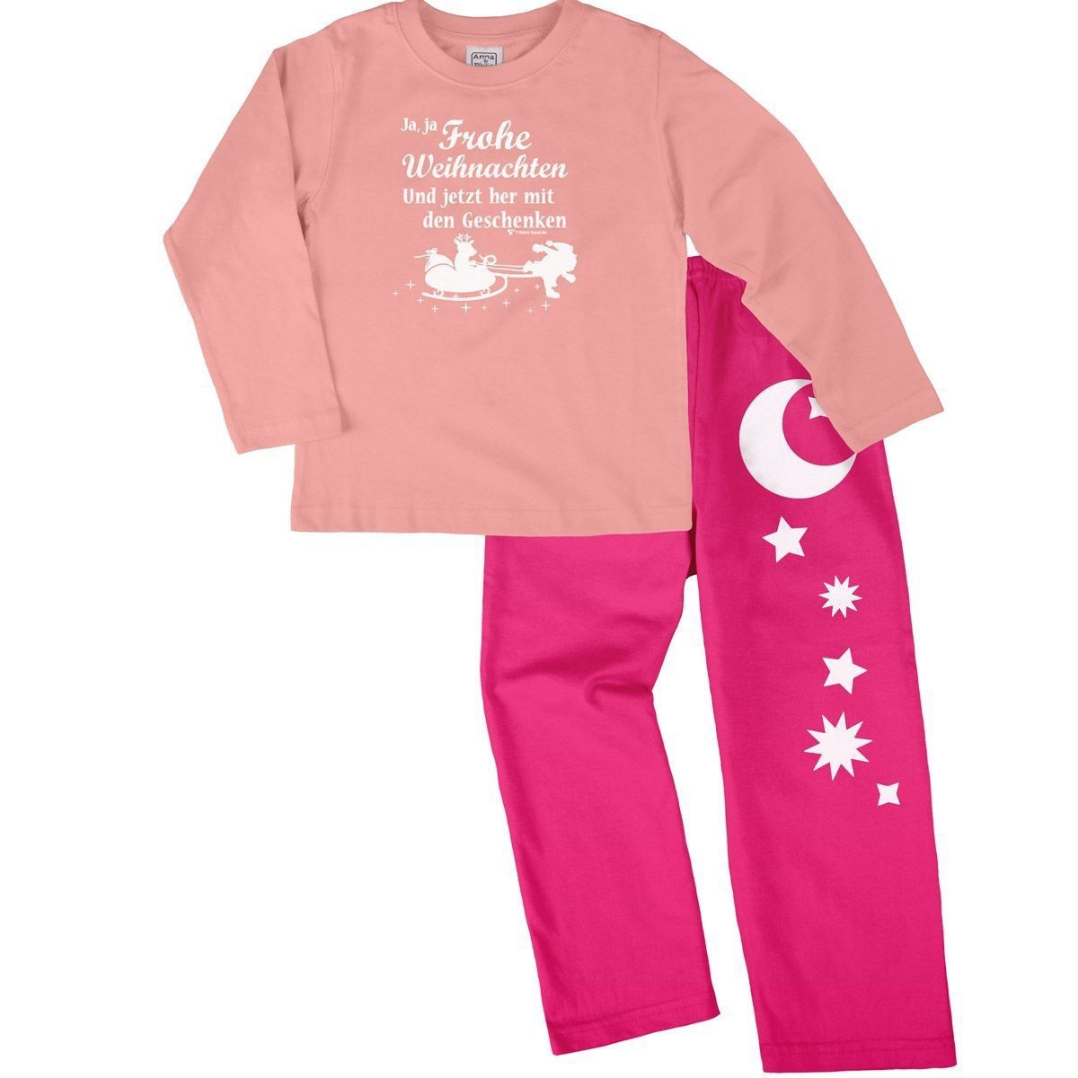 Ja ja Frohe Weihnachten Pyjama Set rosa / pink 110 / 116