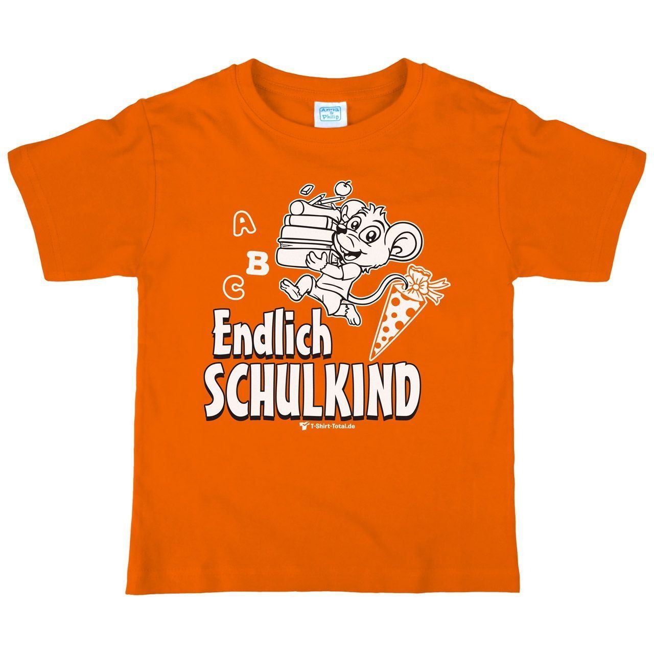 Endlich Schulkind Kinder T-Shirt orange 122 / 128