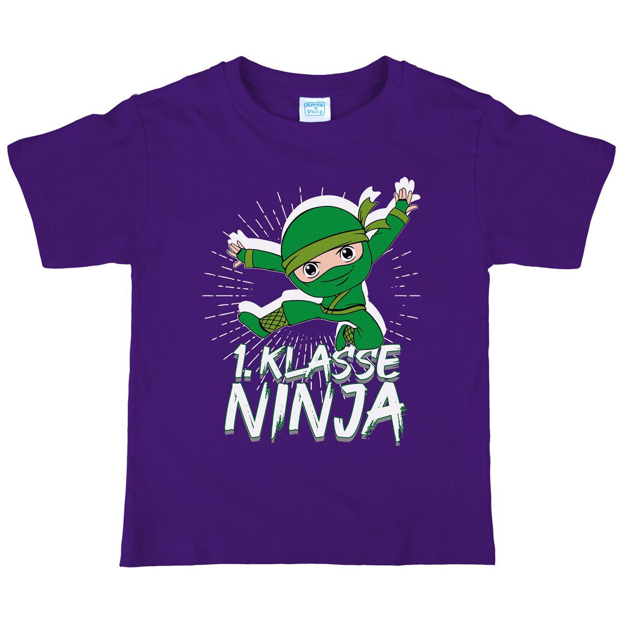 1. Klasse Ninja grün Kinder T-Shirt lila 122 / 128