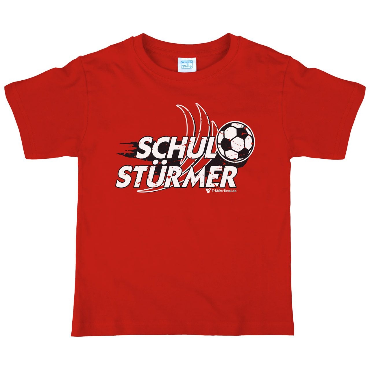 Schulstürmer Kinder T-Shirt mit Namen rot 122 / 128