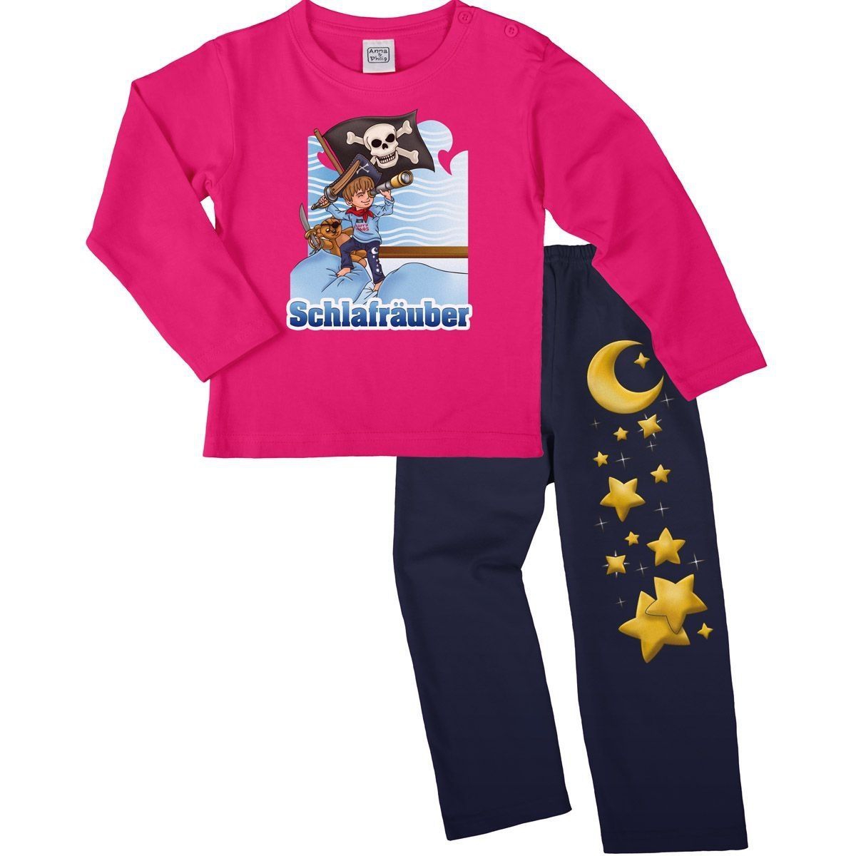 Schlafräuber Pyjama Set pink / navy 110 / 116
