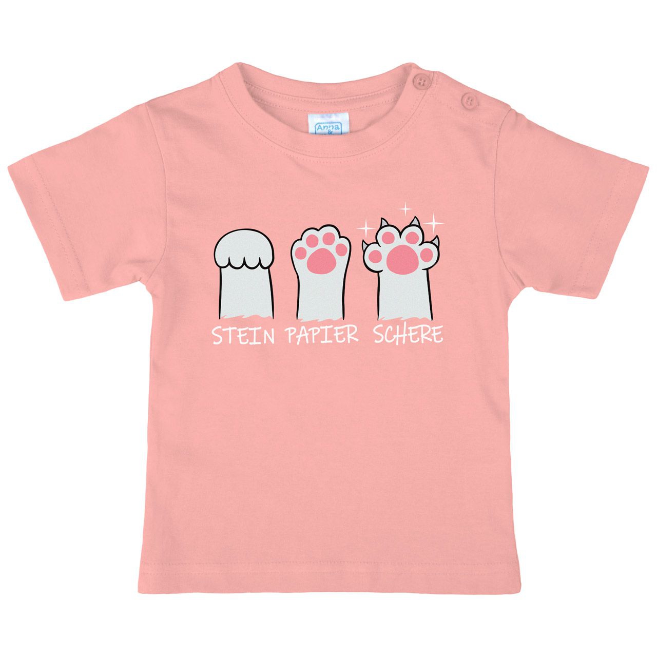 Stein Papier Schere Katzenpfote Kinder T-Shirt rosa 122 / 128