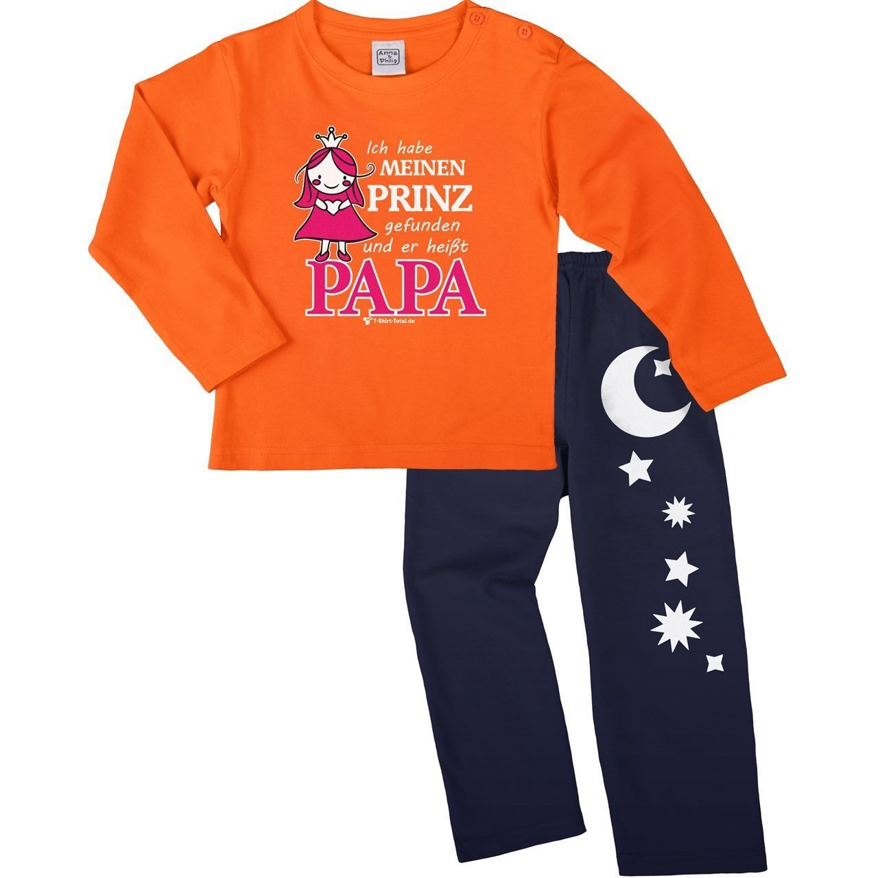 Prinz gefunden Pyjama Set orange / navy 110 / 116