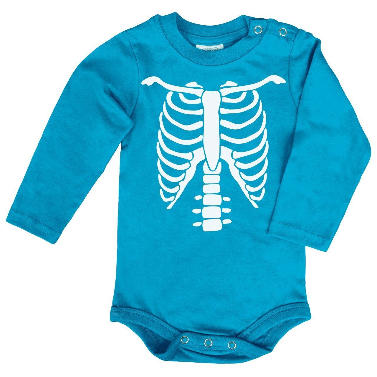 Skelett Baby Body Langarm türkis 68 / 74