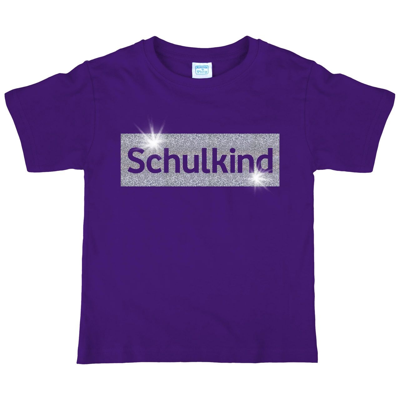 Schulkind Glitzer Kinder T-Shirt lila 122 / 128
