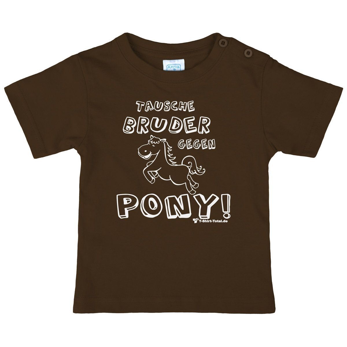 Tausche Bruder gegen Pony Kinder T-Shirt braun 80 / 86