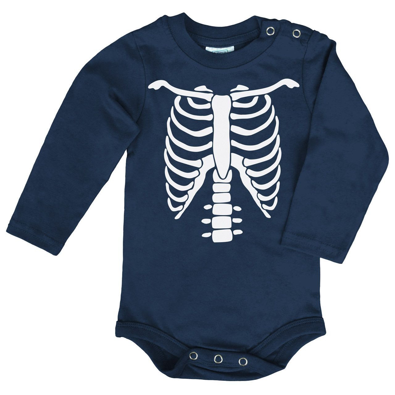 Skelett Baby Body Langarm navy 68 / 74