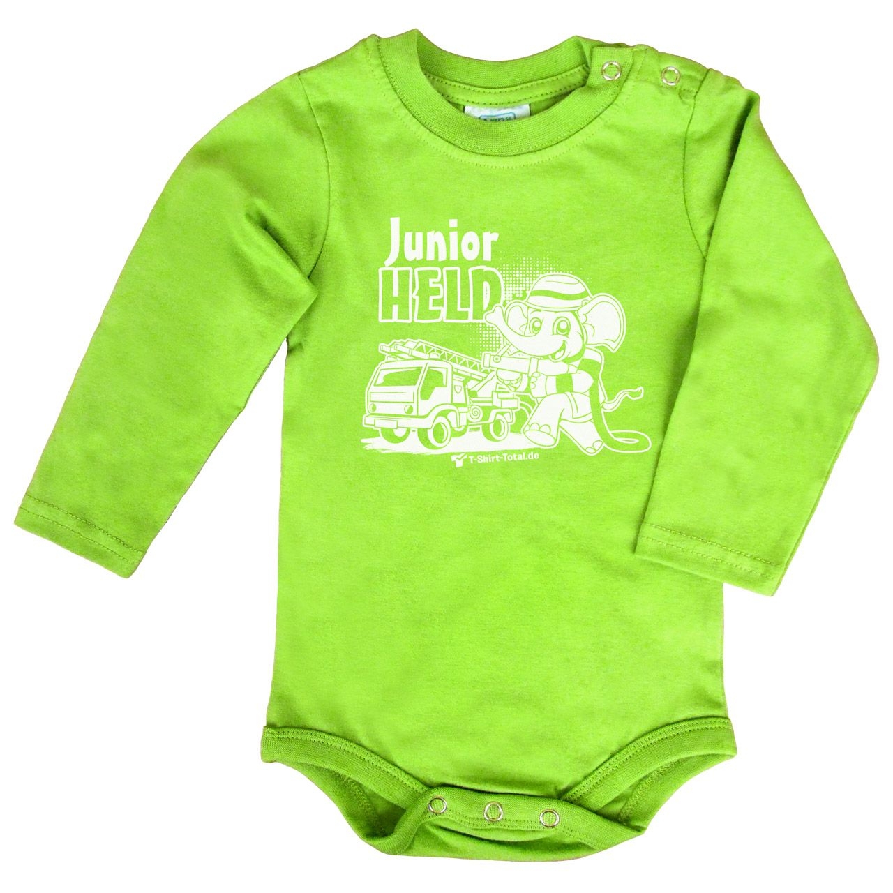 Junior Held Feuerwehr Baby Body Langarm hellgrün 68 / 74