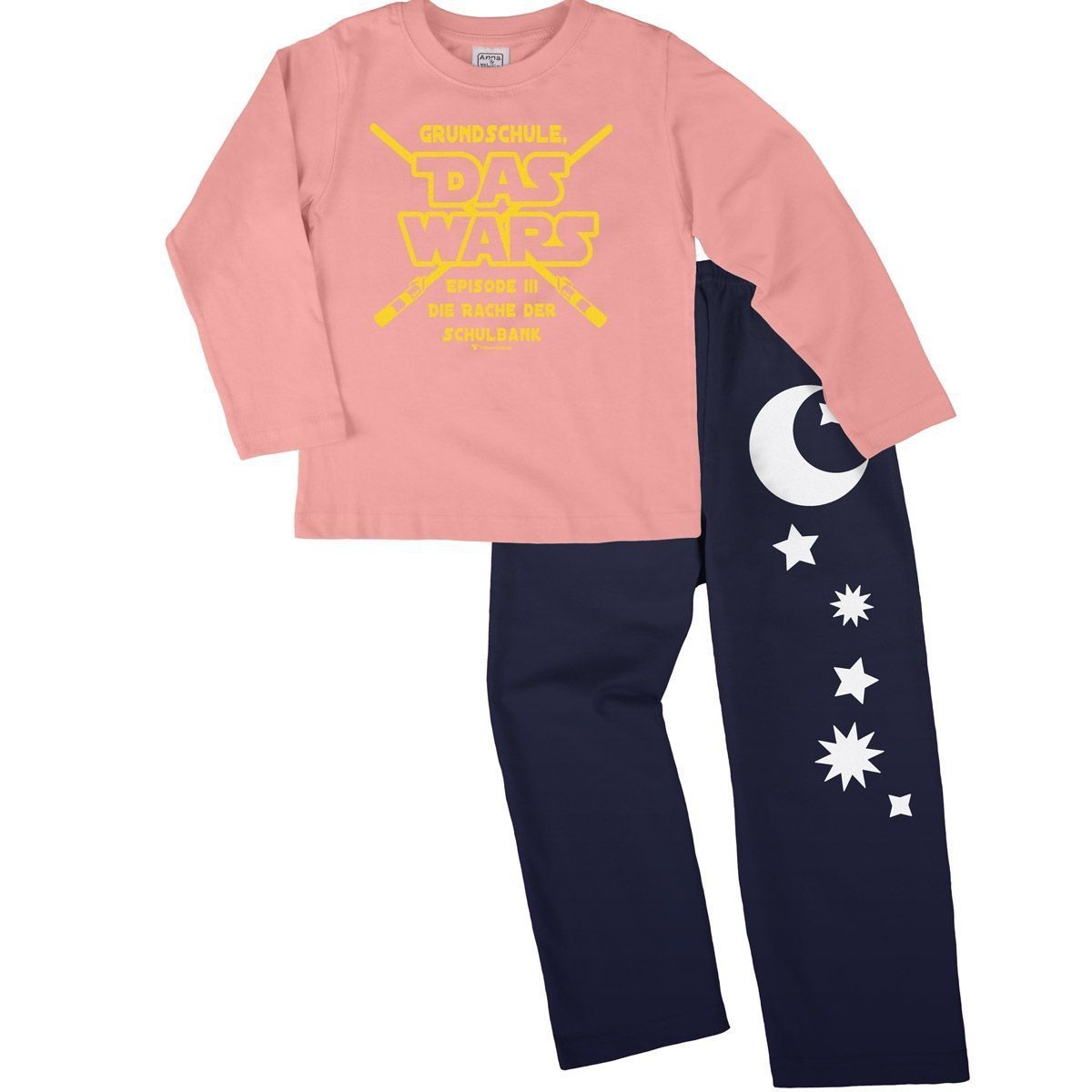 Das wars Grundschule Pyjama Set rosa / navy 134 / 140