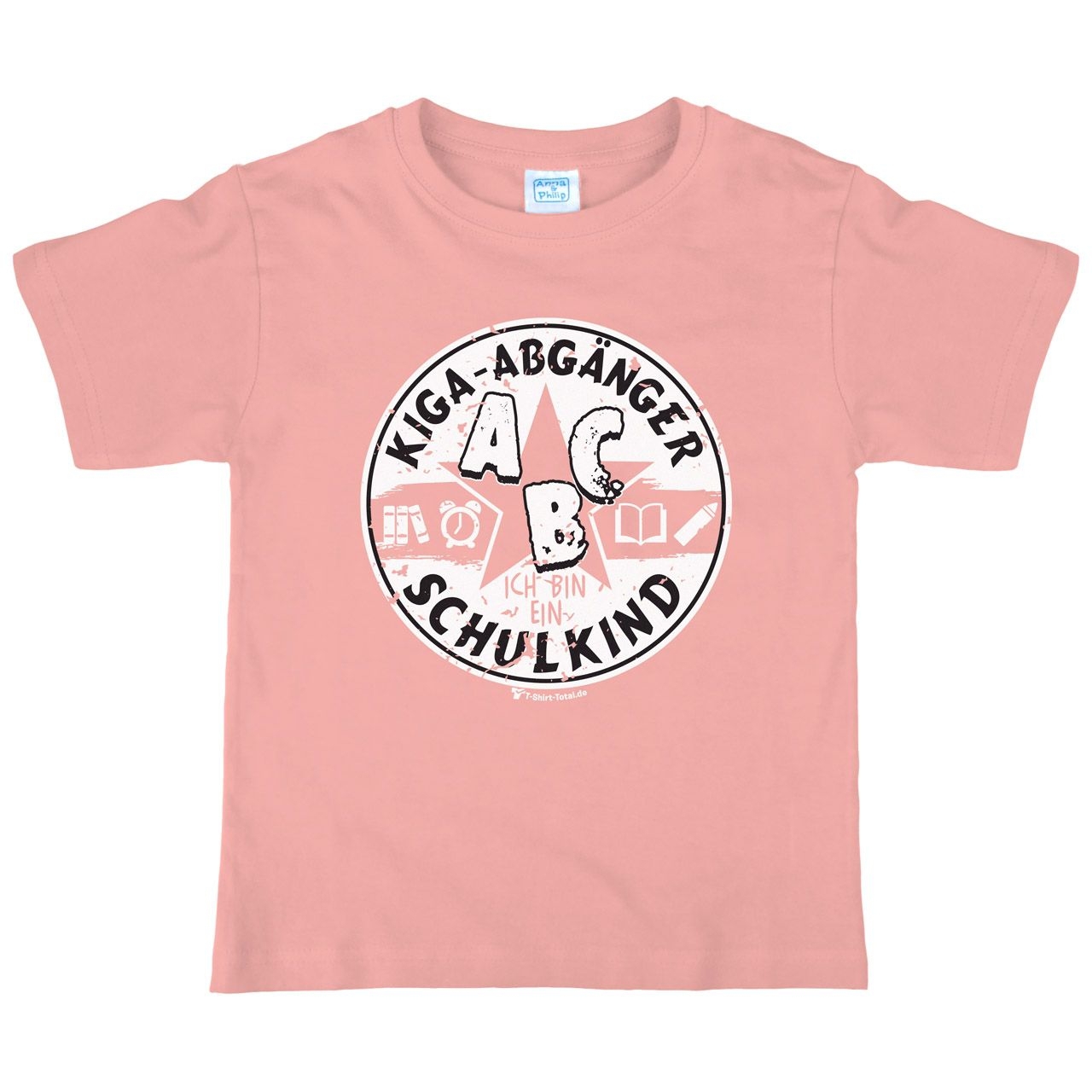 ABC Button Kinder T-Shirt mit Namen rosa 122 / 128