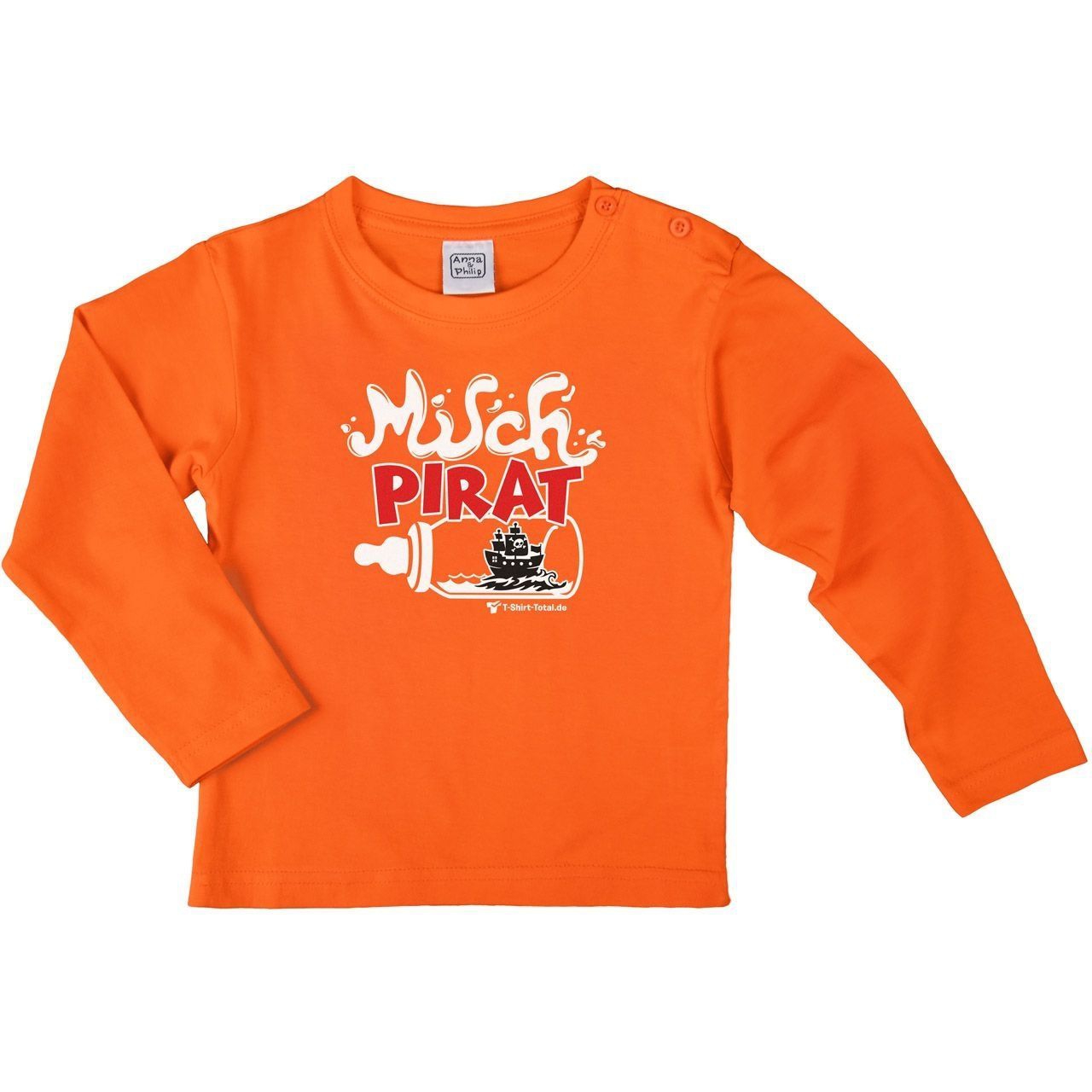 Milch Pirat Kinder Langarm Shirt orange 56 / 62