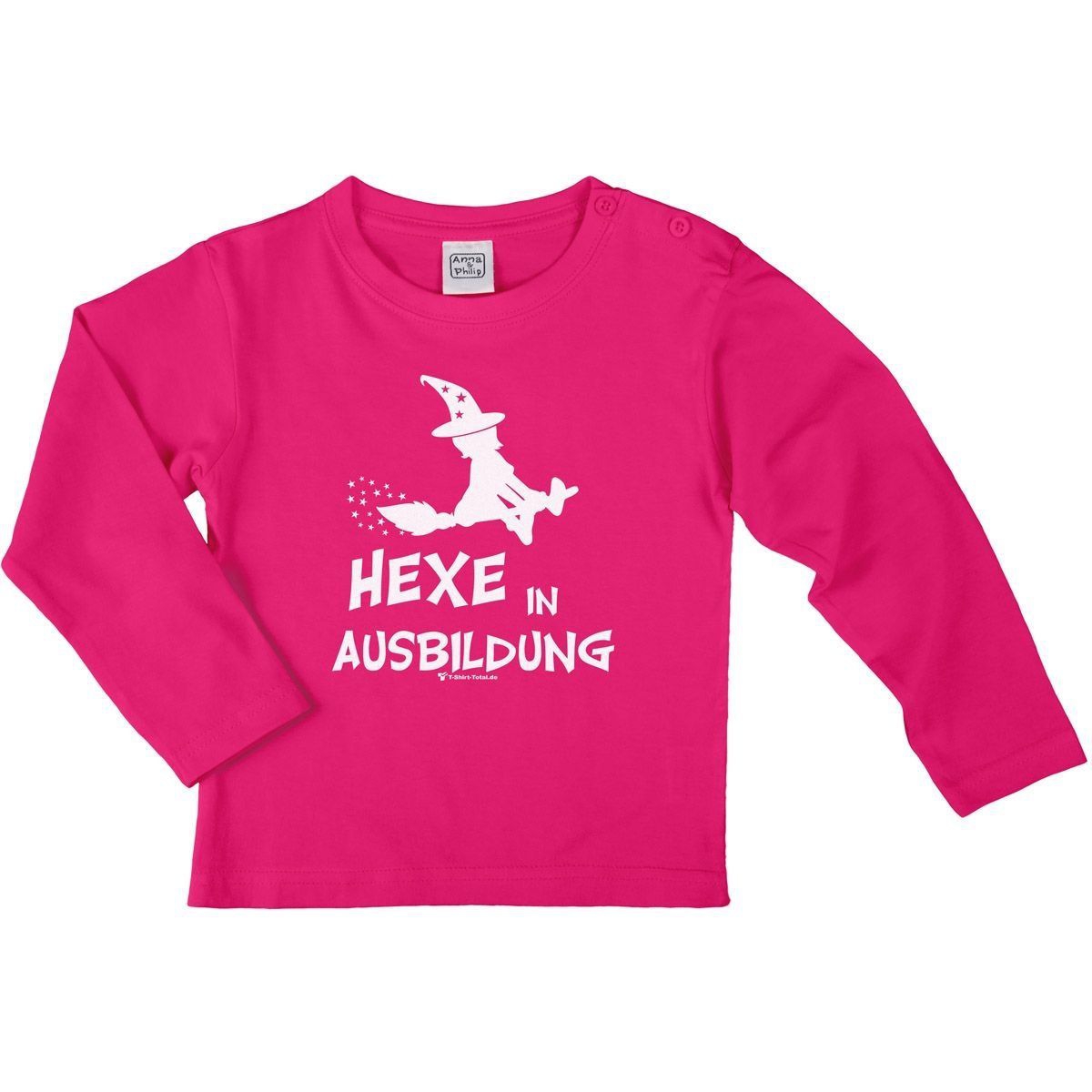Hexe in Ausbildung Kinder Langarm Shirt pink 110 / 116