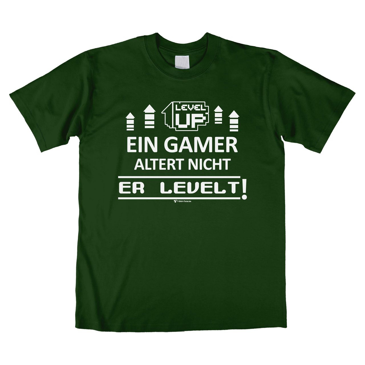 Ein Gamer levelt Unisex T-Shirt dunkelgrün Medium