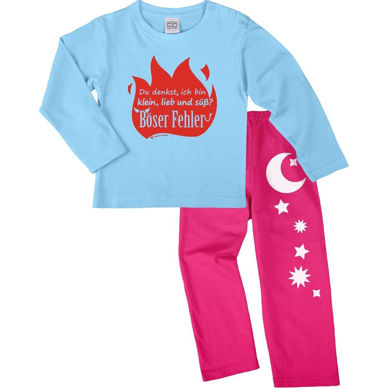 Böser Fehler Pyjama Set hellblau / pink 110 / 116