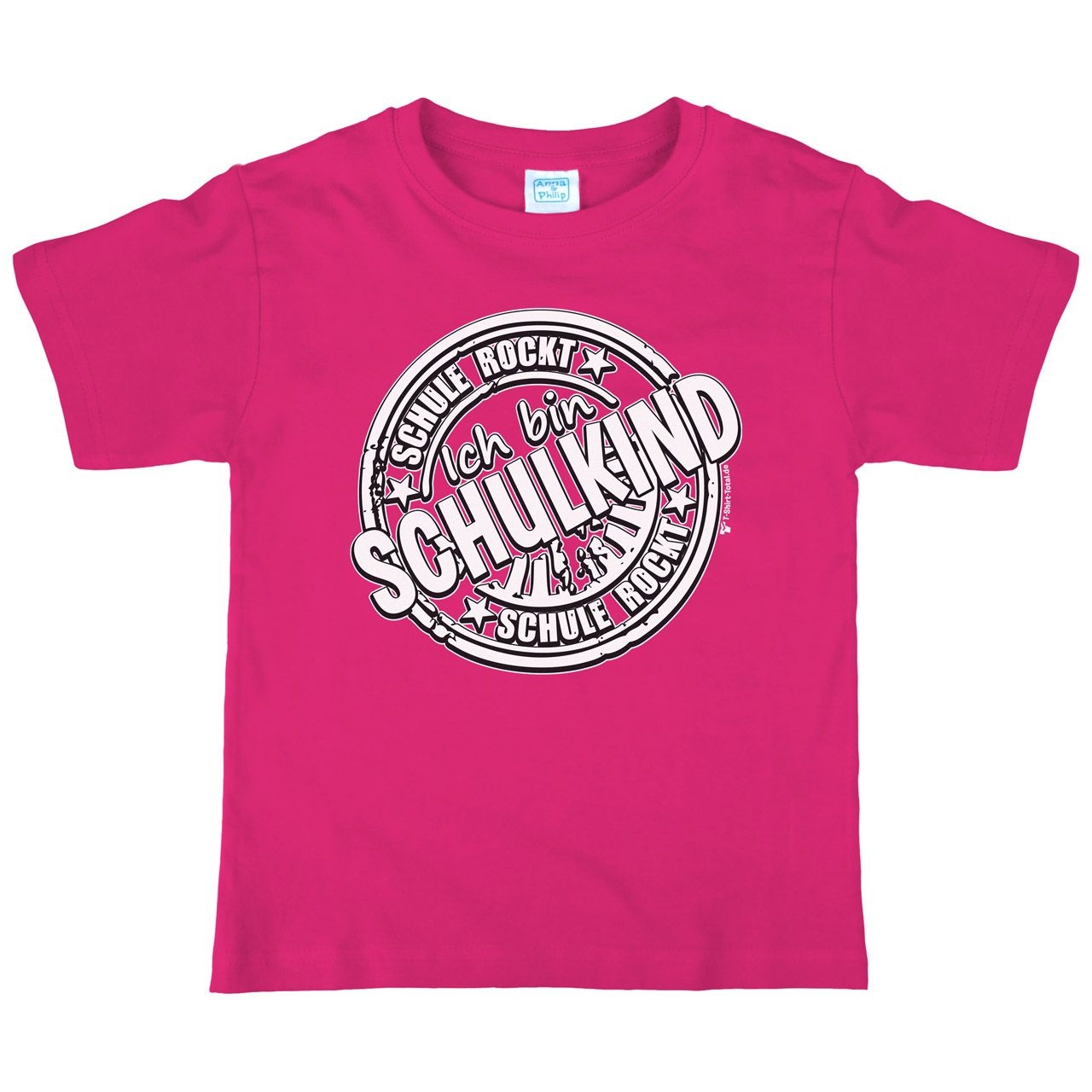 Schule rockt Kinder T-Shirt mit Namen pink 122 / 128