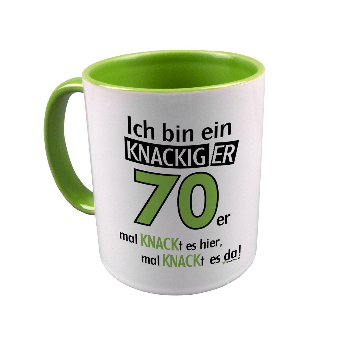 Knackiger 70er Tasse hellgrün / weiß