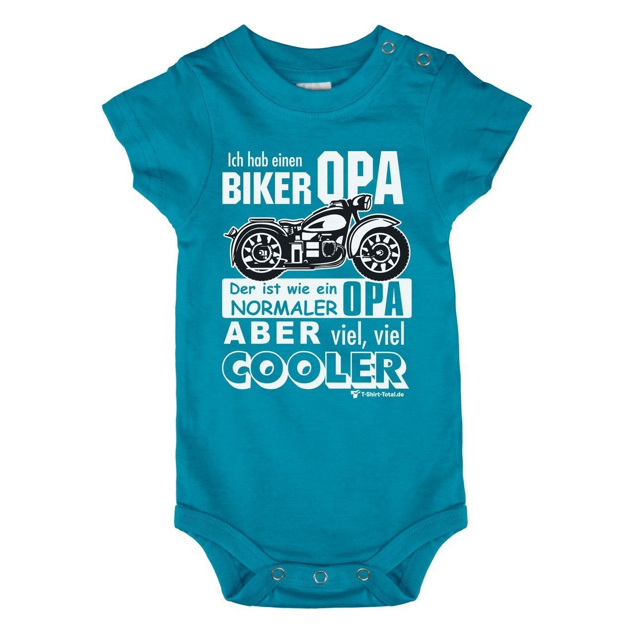 Biker Opa Baby Body Kurzarm türkis 68 / 74