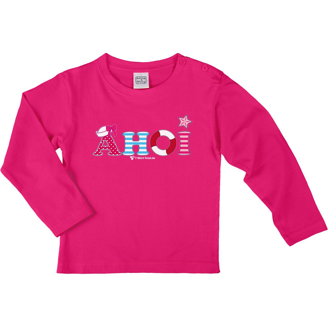 Ahoi Schleife Kinder Langarm Shirt pink 104