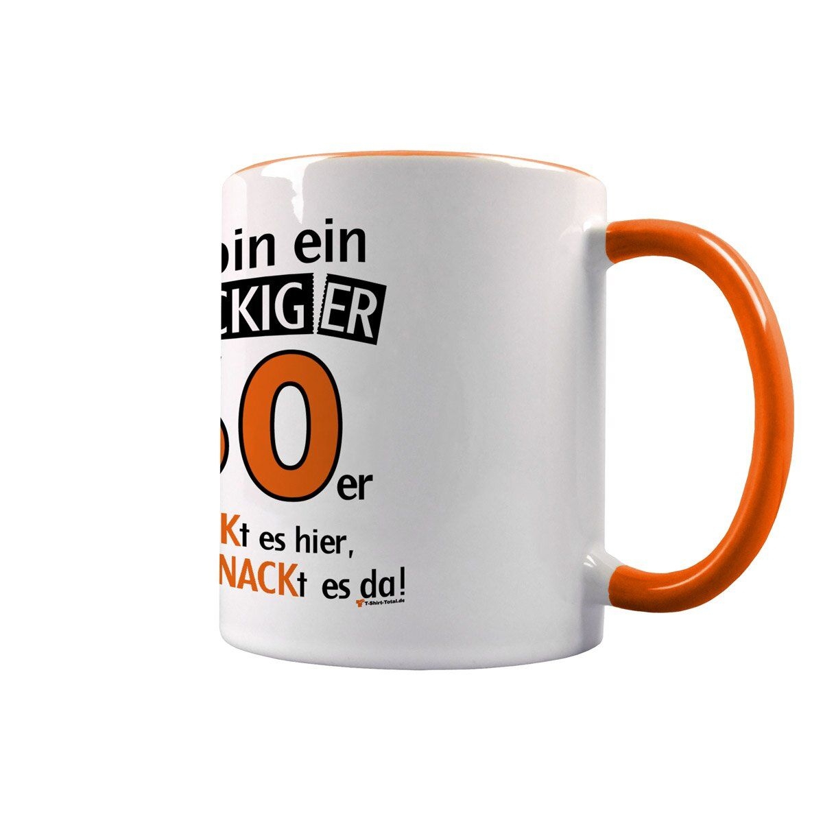 Knackiger 50er Tasse orange / weiß
