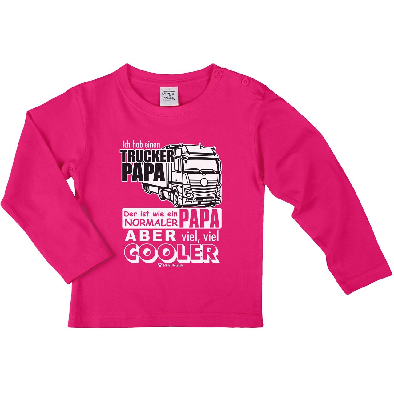 Trucker Papa Kinder Langarm Shirt pink 134 / 140